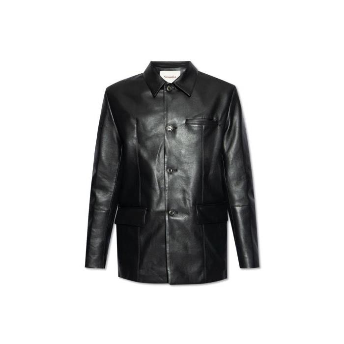 나누슈카 버튼업 가죽 재킷 남자자켓 24SS NM23FWOW002990 BLACK