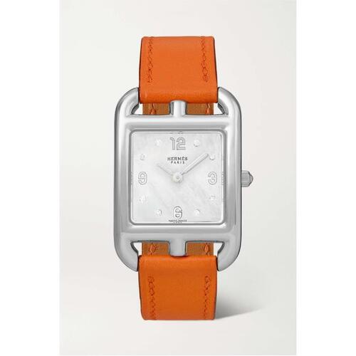 HERMEES TIMEPIECES 시계 케이프코트 스몰 스테인리스 steel, leather, 오브 PEARL` 다이아몬드 24SS SKU-390025212