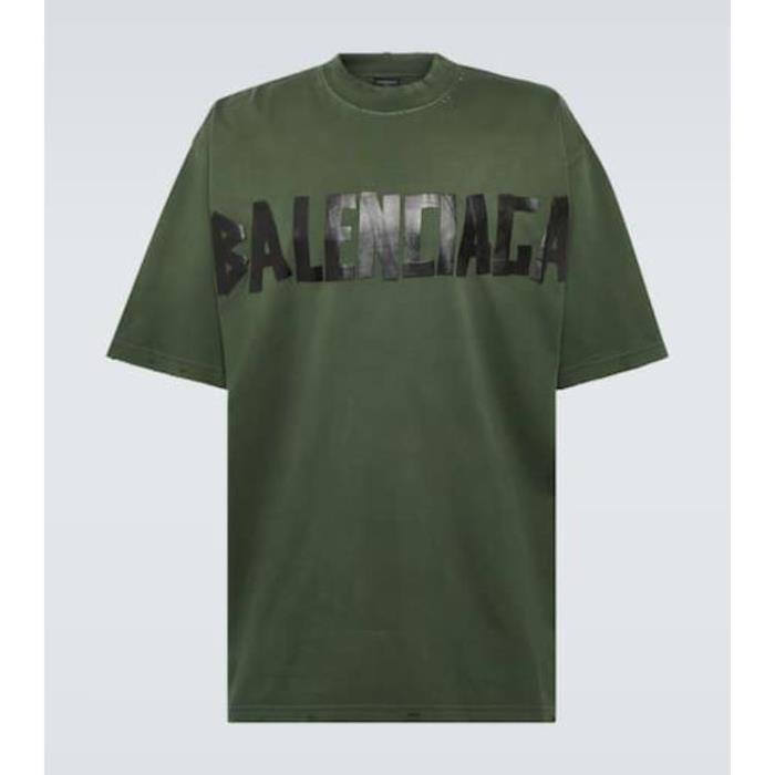 발렌시아가 남자티셔츠 테이프 코튼 블렌드 져지 셔츠 24SS P00906313