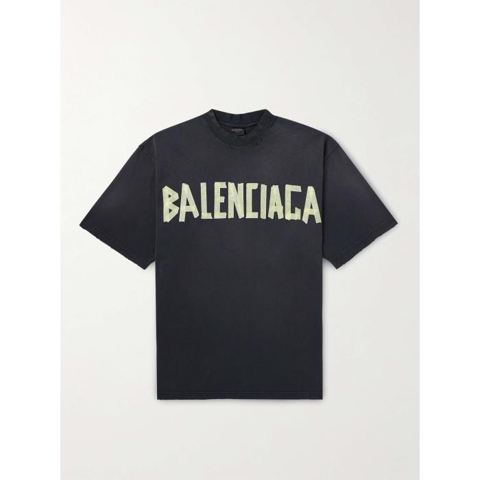 발렌시아가 남자티셔츠 오버사이즈 로고 프린트 코튼 져지 셔츠 포 24SS 1647597309501635