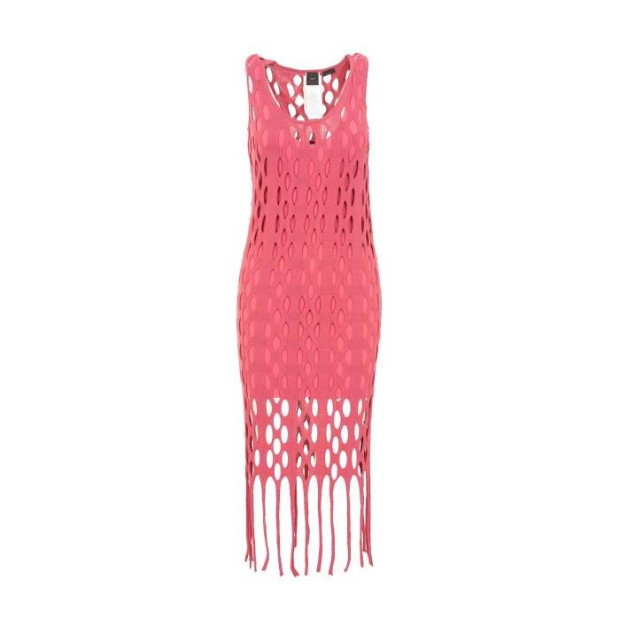 핑코 프린지 민소매 맥시 드레스