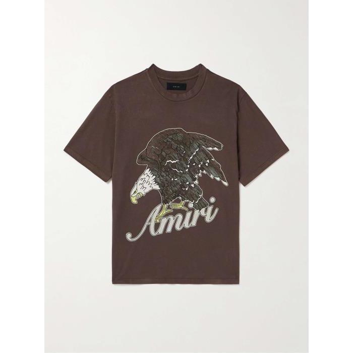 아미리 남자티셔츠 이글 글리터 로고 프린트 코튼 져지 셔츠 포 24SS 1647597323682766