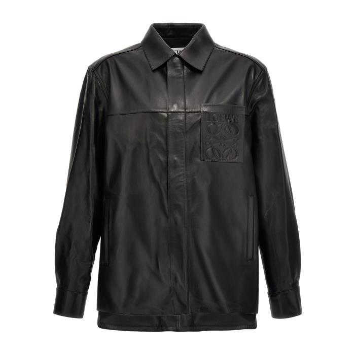 로에베 로고 엠보싱 가죽 재킷 남자자켓 24SS H526Y31L140 BLACK