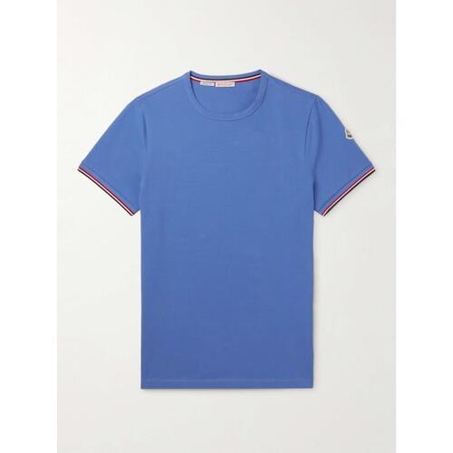 몽클레어 남자티셔츠 블루 슬림 핏 로고 스트레치 코튼 져지 셔츠 24SS 1647597295531678