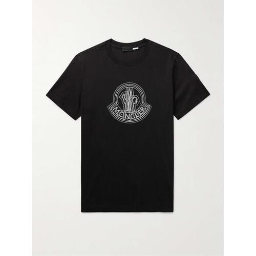 몽클레어 남자티셔츠 블랙 로고 프린트 코튼 져지 셔츠 24SS 1647597328741343