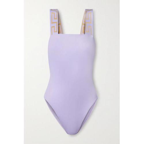 베르사체 수영복 비타 자카드 트림 스윔수트 Lilac