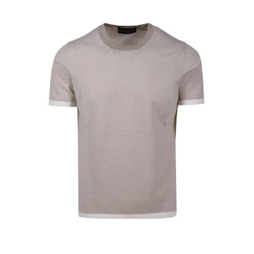 FABRIZIO DEL CARLO 티셔츠 라운드 넥 42 BEIGE/WHITE&amp;nbsp