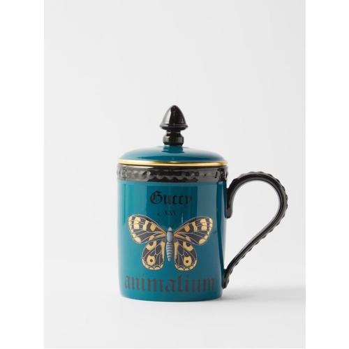 구찌 버터플라이 Animalium porcelain mug Blue