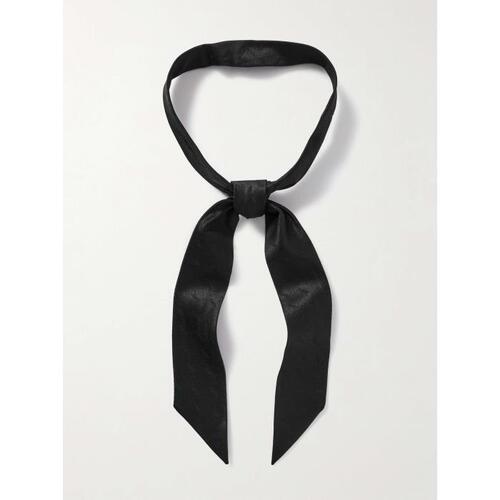 생로랑 블랙 4.5cm 로고 자카드 실크 Tie,SAINT 22FW Black