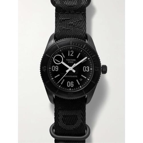 톰포드 TIMEPIECES 블랙 002 스테인리스 스틸 리사이클 캔버스 자카드 Watch,TOM 22FW Black