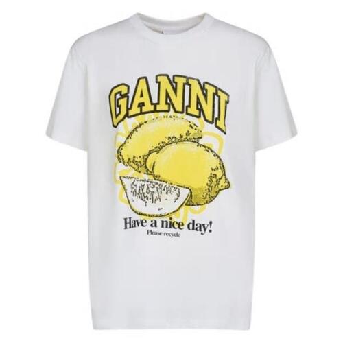 가니 티셔츠 레몬 프린트 코튼 져지 셔츠 24SS 79I-RT7010_151