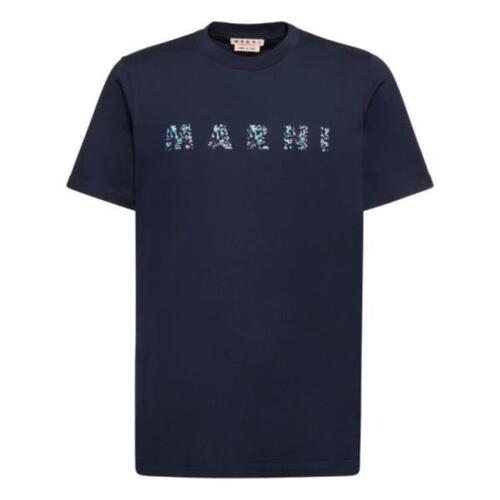 마르니 남자티셔츠 플로랄 로고 프린트 코튼 져지 셔츠 24SS 79I-IX7021_FLB99