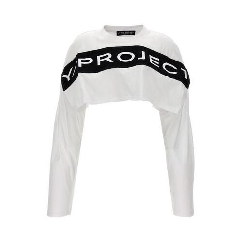 와이프로젝트 티셔츠 로고 크롭 셔츠 [NEWSEASON] WHITE/BLACK 204TS013OPTICWHITE