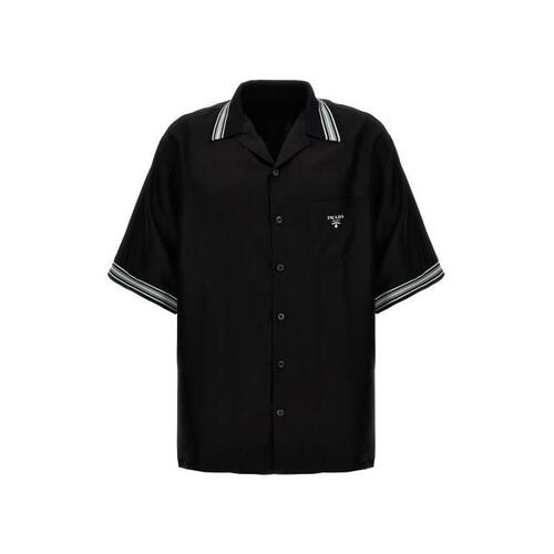 프라다 남자셔츠 로고 프린트 실크 셔츠 [NEWSEASON] BLACK UCS501SOOO1QWCF0002