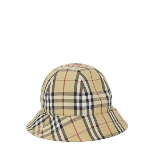 빈티지 체크 드롭 브림 버킷 모자