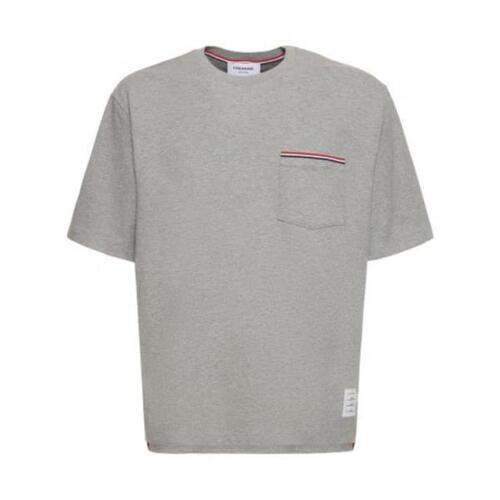 톰브라운 남자티셔츠 코튼 져지 셔츠 W 스트라이프 트림 24SS 78I-YDG023_055