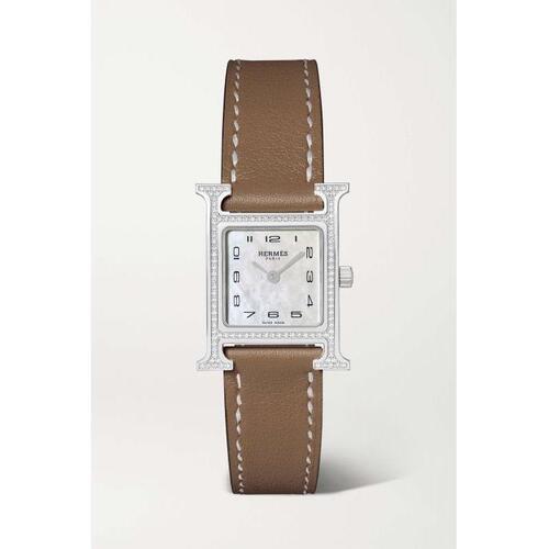 HERMEES TIMEPIECES 시계 스몰 스테인리스 steel, leather, 다이아몬드 오브 PEARL` 24SS SKU-390025209