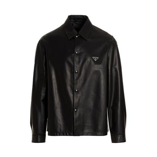 프라다 남자셔츠 로고 레더 셔츠 [SS2024] BLACK UPC199S2311WDVF0002