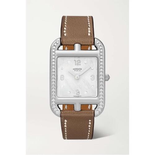HERMEES TIMEPIECES 시계 케이프코트 스몰 스테인리스 steel, leather, 오브 PEARL` 다이아몬드 24SS SKU-390025211