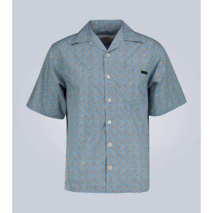 프라다 남자셔츠 체인 프린트 코튼 포플린 셔츠 24SS P00441393