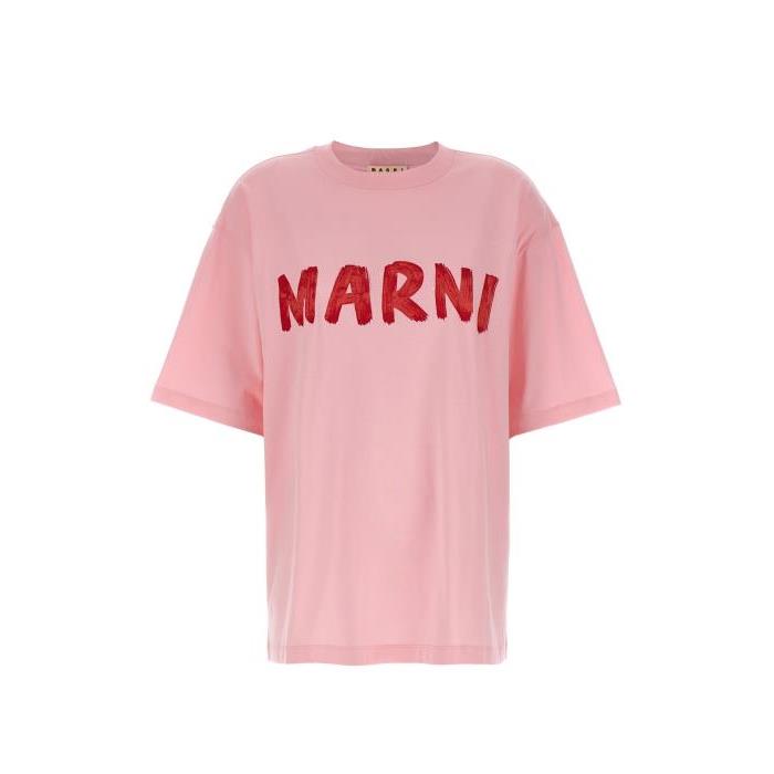 마르니 티셔츠 로고 프린트 셔츠 [SS2024] PINK THJET49EPHUSCS11LOC18