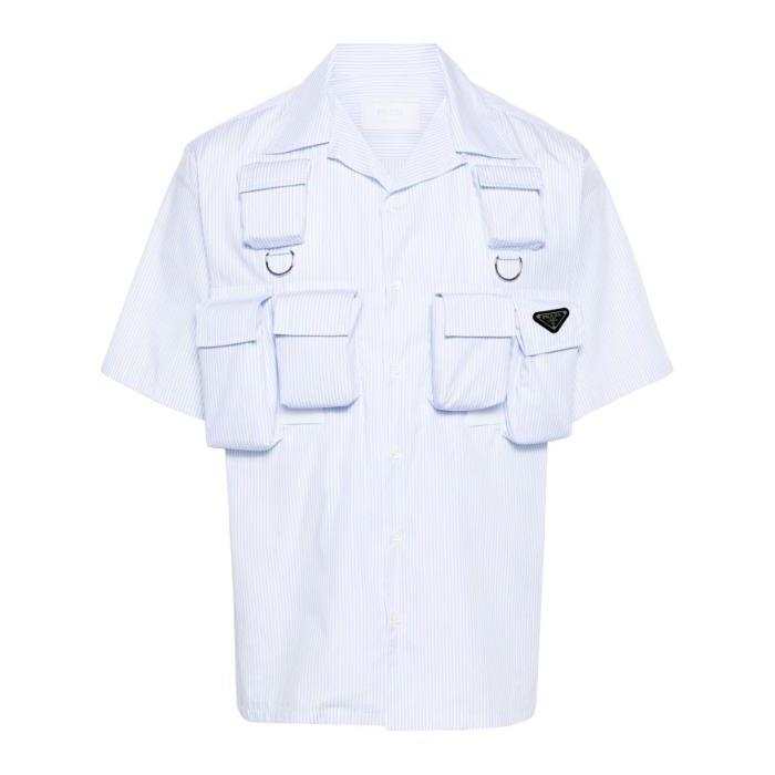 프라다 남자셔츠 숏 슬리브 셔츠 24SS SC769_14JR_S_OOO F0V5N BIANCO+AZZURRO