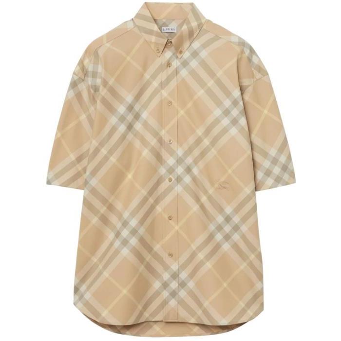 버버리 남자셔츠 체크 숏 슬리브 셔츠 24SS 8082478 B8686 FLAX
