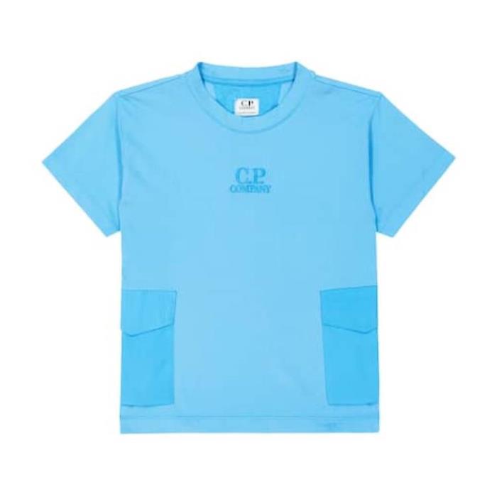 CP 컴퍼니 키즈 티셔츠 로고 코튼 블렌드 져지 셔츠 24SS P00895644
