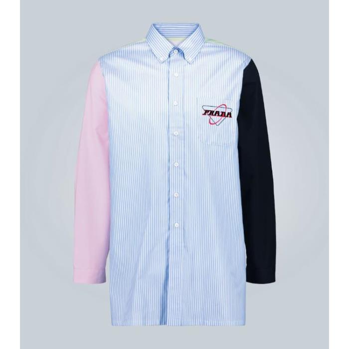 프라다 남자셔츠 컬러블럭 스트라이프 셔츠 24SS P00450753
