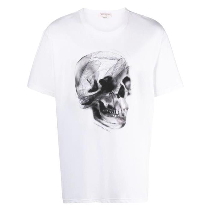알렉산더맥퀸 남자티셔츠 `Dragonfly Skull` 프린트 셔츠 24SS 776326QTAAV 0909 WHITE / BLACK