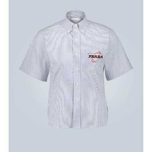 프라다 남자셔츠 스트라이프 프린트 셔츠 로고 24SS P00450759
