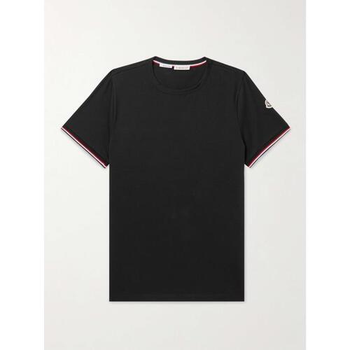 몽클레어 남자티셔츠 블랙 슬림 핏 로고 콘트라스트 코튼 블렌드 져지 셔츠 24SS 38063312418171555