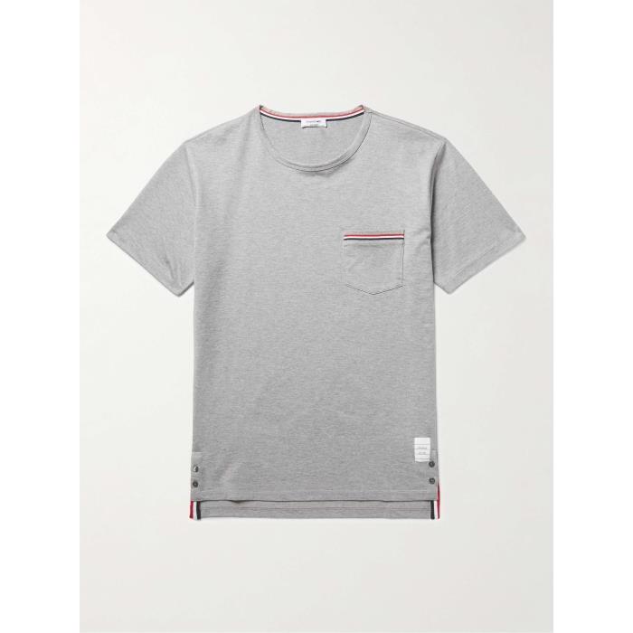 톰브라운 남자티셔츠 HOM 슬림 핏 그로스그레인 트림 코튼 져지 셔츠 포 24SS 3633577410369332
