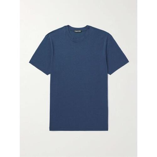 톰포드 남자티셔츠 슬림 핏 코튼 블렌드 져지 셔츠 포 24SS 1647597340172826