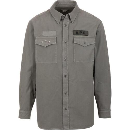 A P C 로고 패치 버튼 셔츠 재킷 남자자켓 24SS COFCIM02778 JAA