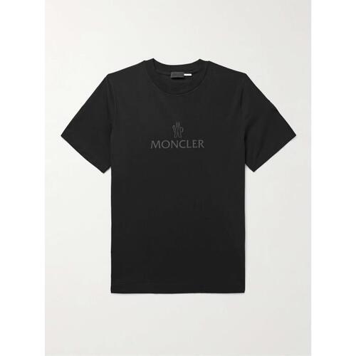 몽클레어 남자티셔츠 블랙 메쉬 트림 로고 프린트 코튼 져지 셔츠 24SS 1647597295553814