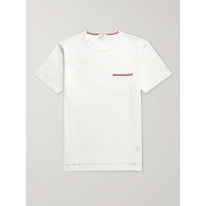 톰브라운 남자티셔츠 HOM 슬림 핏 그로스그레인 트림 코튼 져지 셔츠 포 24SS 3633577410369331