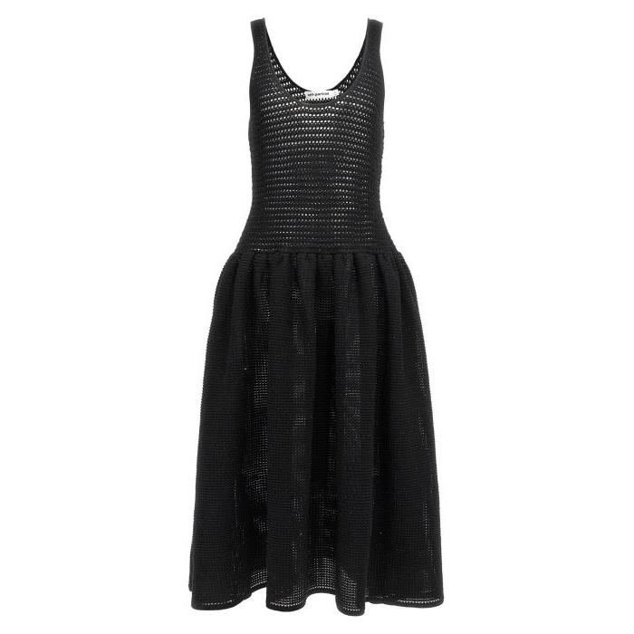 셀프포트레이트 원피스 블랙 크로켓 니트 미디 드레스 [NEWFW24 25] BLACK PF24135MABBLACK