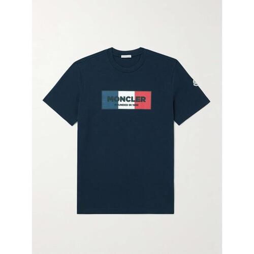 몽클레어 남자티셔츠 네이비 슬림 핏 로고 프린트 코튼 져지 셔츠 24SS 1647597307463686